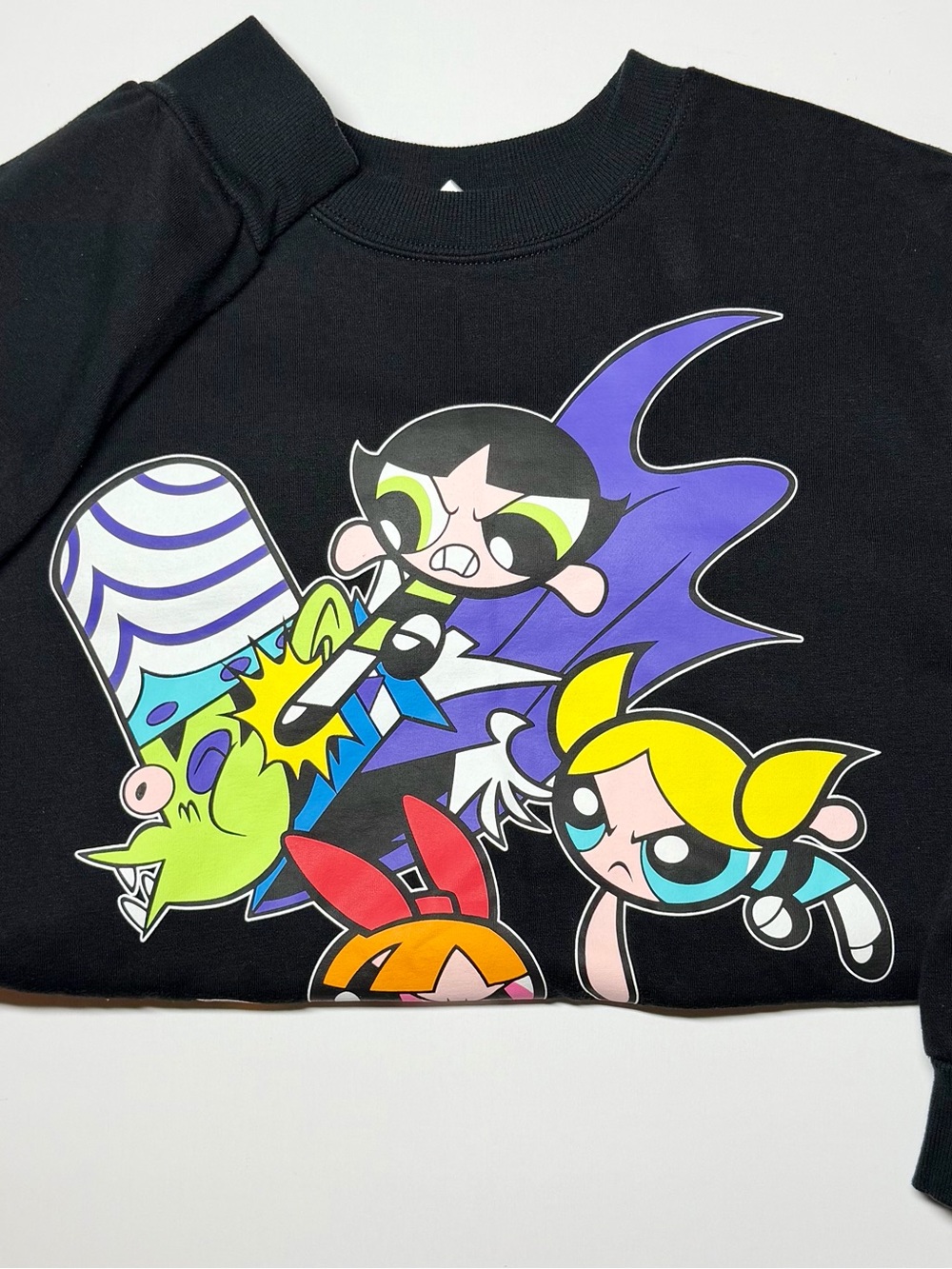 Powerpuff Girls Oversized Crewneck Sweater‎ Men’s XS Y2K Cartoon Network Black